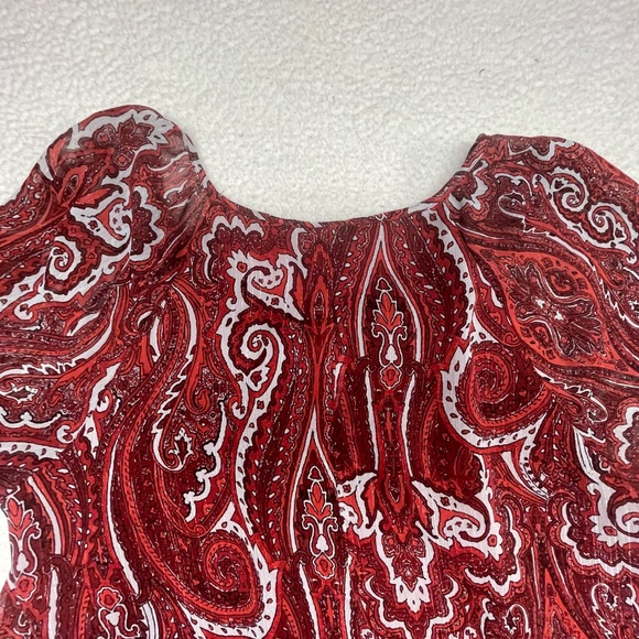 Women’s Cato 14/16W Red/White Shear Paisley Blouse - Picture 4 of 13